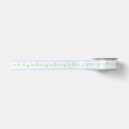 Blue and Green Christmas Holly Border Satinband