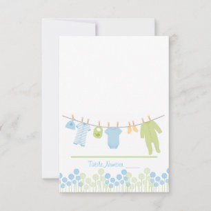 Blue and Green Clothesline Baby Shower Escortkarte Einladung