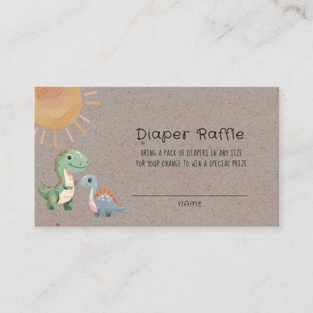 Blue and Green Dinosaurier Boy Diaper Raffle Visitenkarte (Vorderseite)