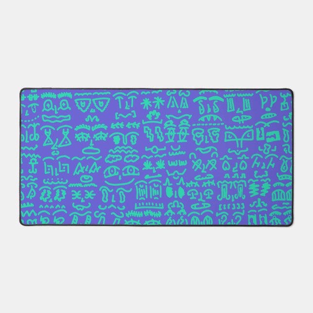 Blue and Green Doodle Desk Mat – Abstract Artistic (Recto)