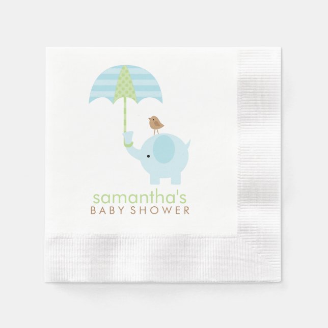Blue and Green Elephant Baby Dusche Serviette (Vorderseite)