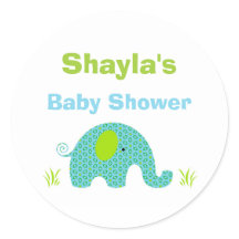 Blue and Green Elephant Baby Showsticker