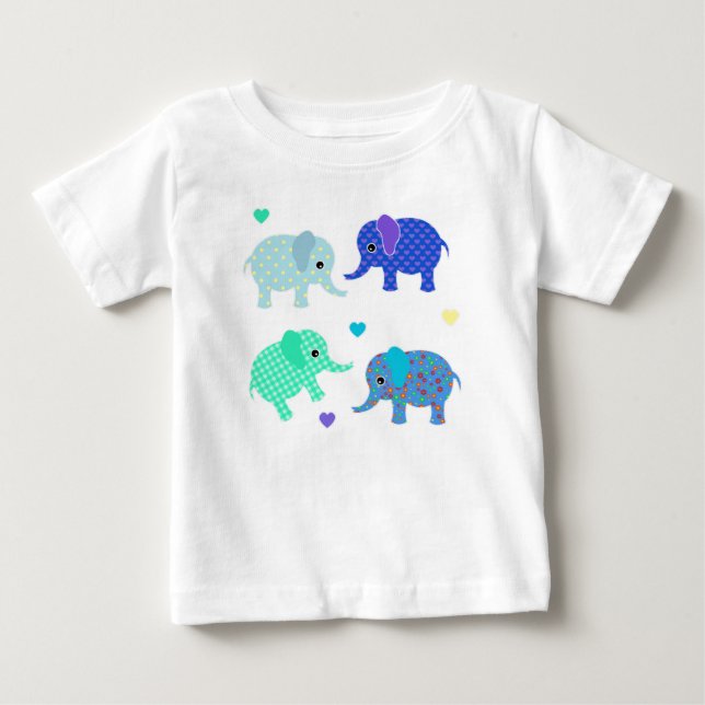 Blue and Green Elephants Baby Baby T-shirt (Vorderseite)
