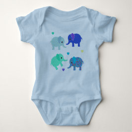 Blue and Green Elephants Baby Bodysuit Strampler