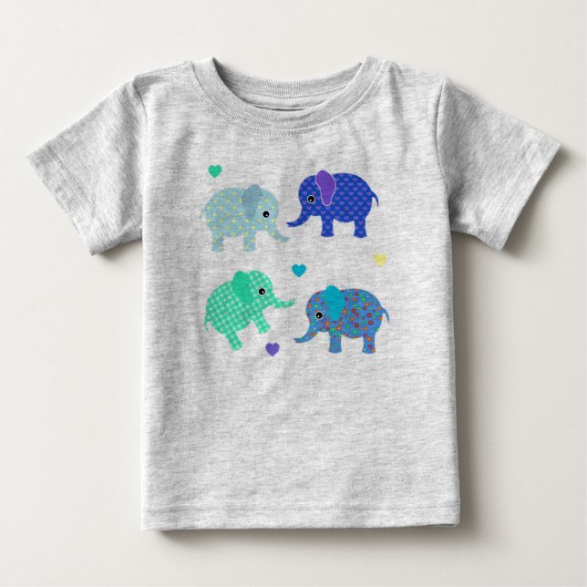 Blue and Green Elephants Baby T - Shirt (Vorderseite)