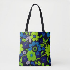 Blue and Green Floral Tote Bag Tasche