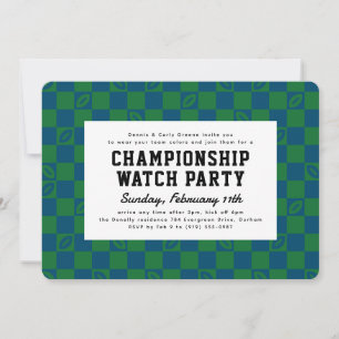 Blue and Green Football Game Game Watch Partys Einladung