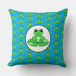 Blue and Green Frog Themed Kissen