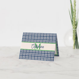 Blue and Green Gingham Plaid Tartan Monogram