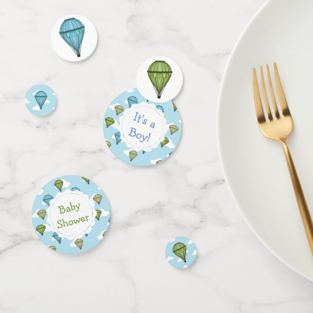 Blue and Green Hot Air Balloon Baby Dusche Konfetti (Gruppe)