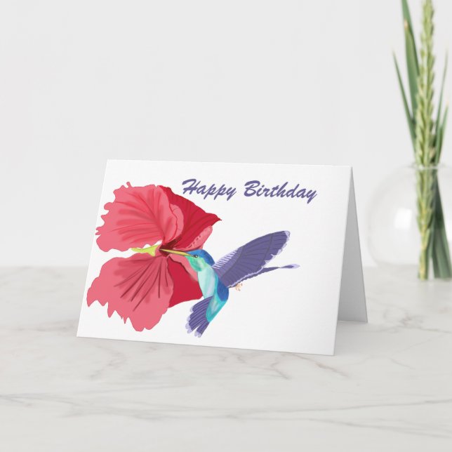 Blue and Green Hummingbird Editable Grußkarte Karte (Vorderseite)