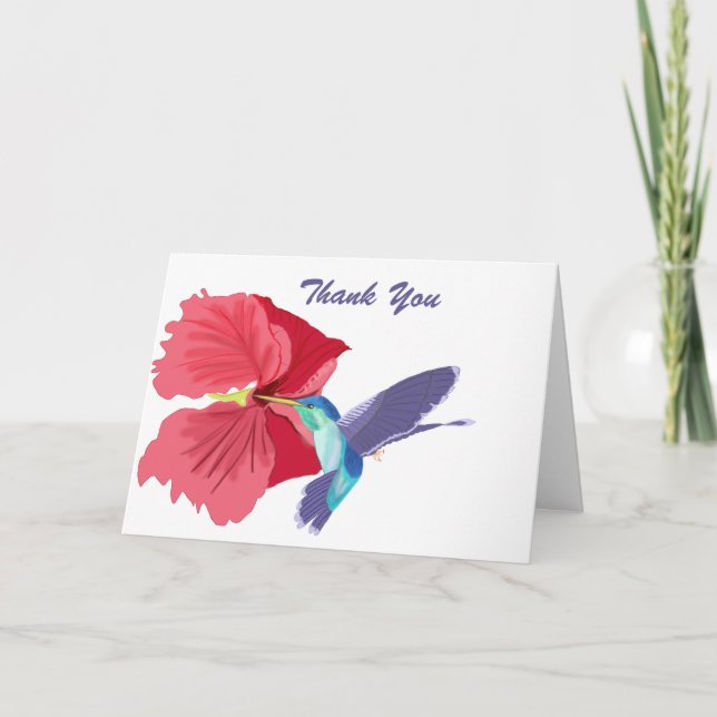 Blue and Green Hummingbird Editable Vielen Dank Karte (Vorderseite)