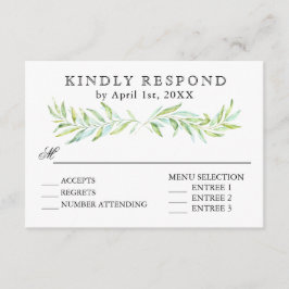 Blue and Green Laurel Wreath Wedding RSVP