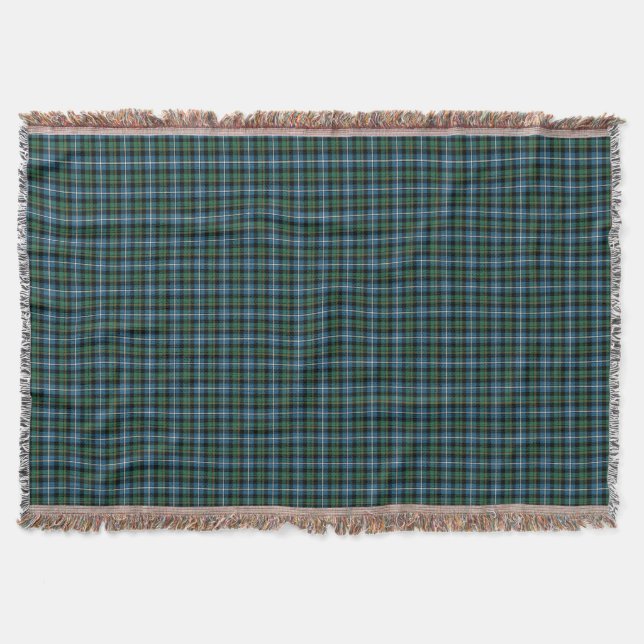 Blue and Green MacRae Clan Hunting Tartan Decke (Vorderseite)
