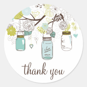 Blue and Green Mason Jars Vielen Dank Sticker