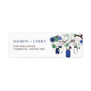 Blue and Green Mason Jars Wedding Address Label