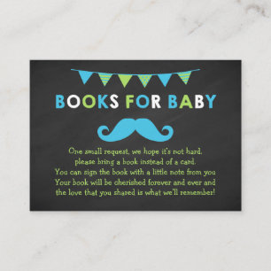 Blue and Green Mustache Shoe Book Request Card Begleitkarte