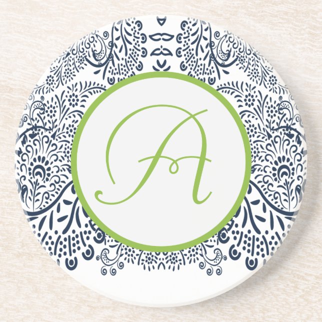 Blue and Green Paisley Love Bird Sandstein Untersetzer (Vorne)
