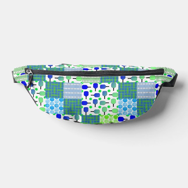 Blue and Green Pickleball Courts, Paddles & Balls Bauchtasche (Ablage )