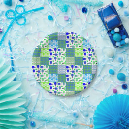Blue and Green Pickleball Courts, Paddles & Balls Pappteller