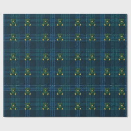 Blue and Green Plaid Teddy Bear Wrapping Paper Geschenkpapier