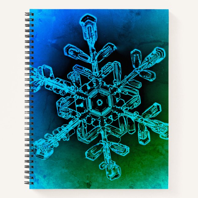 Blue and Green Snowflake Spiral Notebook Notizbuch (Vorderseite)
