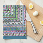 Blue and green square ethnic ornament scarf geschirrtuch<br><div class="desc">Blue and green square ethnic ornament scarf
 scarf,  square,  multicolored,  green,  blue,  pink,  rustic,  boho,  decor,  ornament,  decoration,  blanket,  handkerchief,  shawl,  ethnic,  folklore</div>