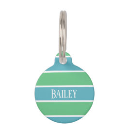 Blue and Green Stripes Pet Tag Haustiermarke