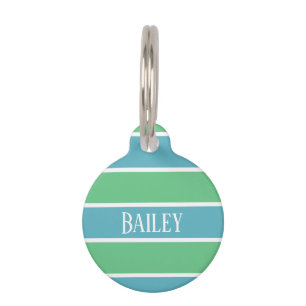 Blue and Green Stripes Pet Tag Haustiermarke