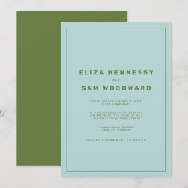 Blue and Green Wes Anderson Inspirierte Hochzeit Einladung
