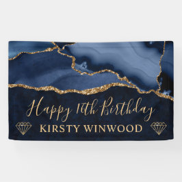 Blue and Imitats Gold Glitzer Agate Marble Sweet 1 Banner