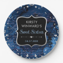 Blue and Iridescent Glitzer Letters Sweet 16