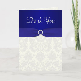 Blue and Ivory Damask Danke, Card Dankeskarte