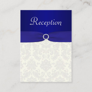 Blue and Ivory Damask Enclosure Card Begleitkarte