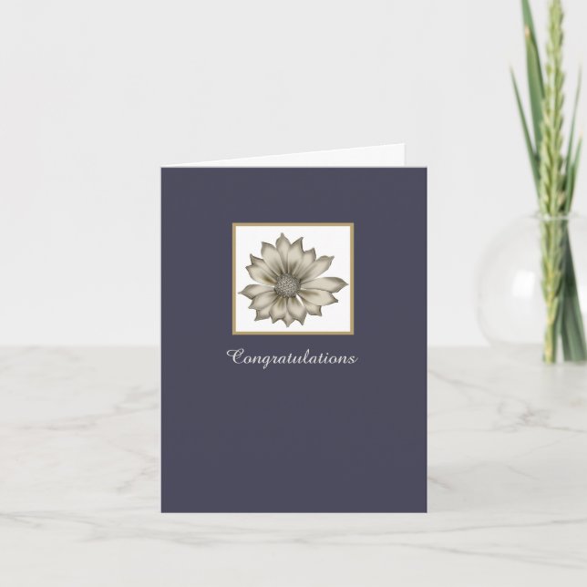 Blue and Ivory Floral Custom Wedding Grußkarte Karte (Vorderseite)