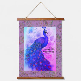Blue and Lavender Peacock Wandteppich Mit Holzrahmen