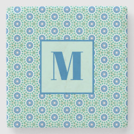 Blue and Light Turquoise Initial Stone Coaster Steinuntersetzer