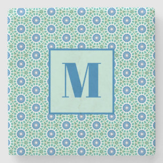 Blue and Light Turquoise Initial Stone Coaster Steinuntersetzer