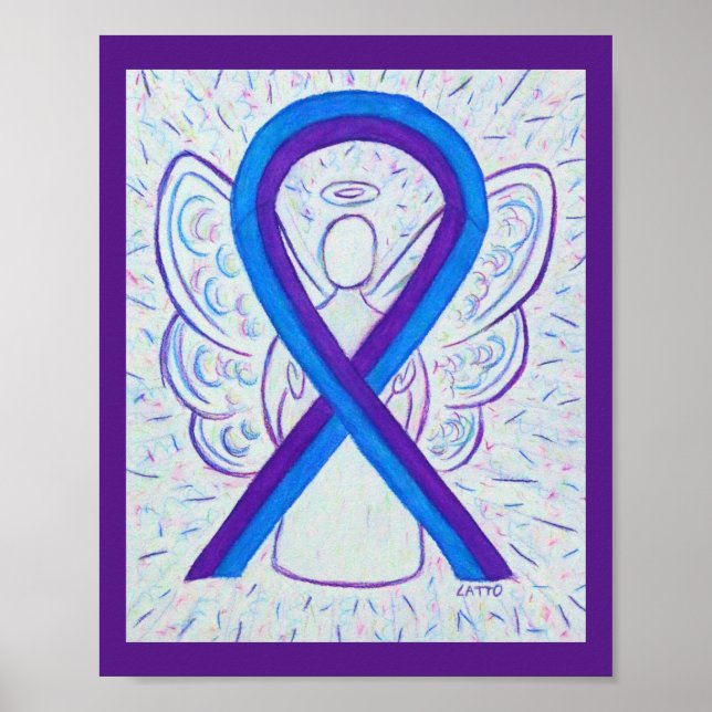 Blue and Lila Awareness Ribbon Angel Poster (Vorne)