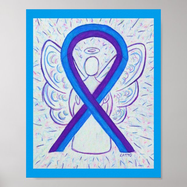 Blue and Lila Awareness Ribbon Angel Poster (Vorne)