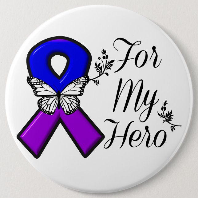 Blue and Lila Awareness Ribbon for My Held Button (Vorderseite)