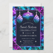 Blue and Lila Ombre Mermaid Ornaments Sweet 16