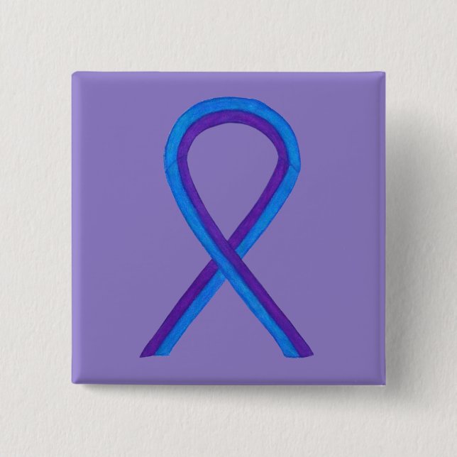 Blue and Lila Ribbon Awareness Custom Button (Vorderseite)