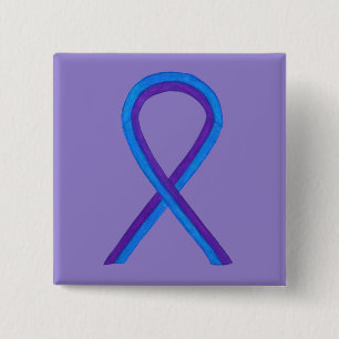 Blue and Lila Ribbon Awareness Custom Button