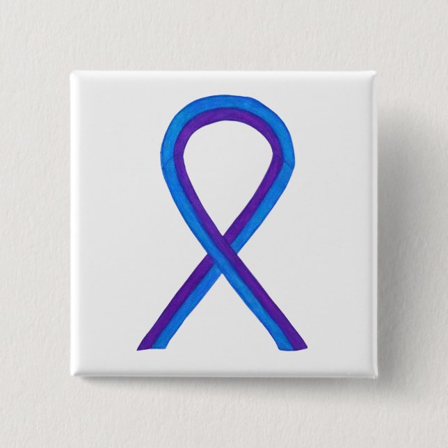 Blue and Lila Ribbon Awareness Custom Button (Vorderseite)