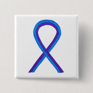Blue and Lila Ribbon Awareness Custom Button