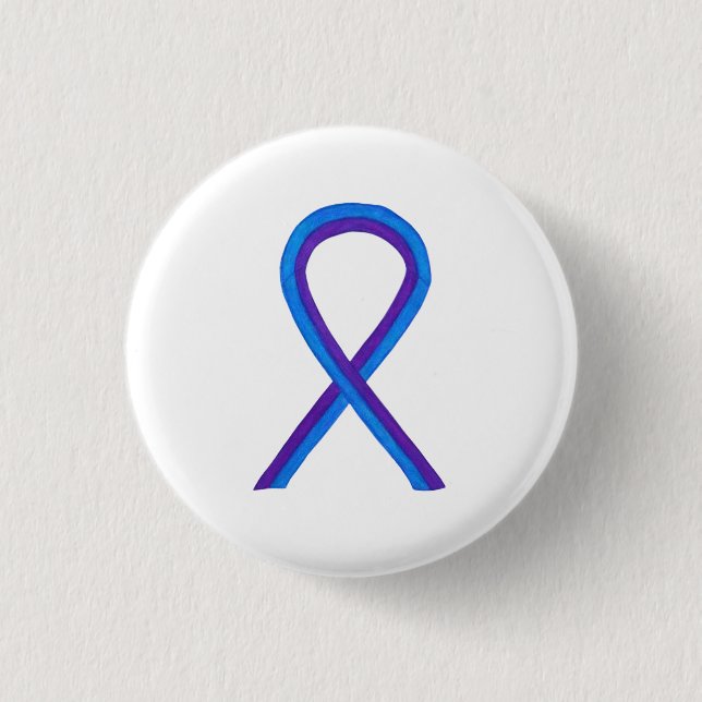 Blue and Lila Ribbon Awareness Custom Buttons (Vorderseite)