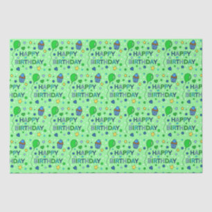 Blue and Lime Green Boy's Happy Birthday Seidenpapier