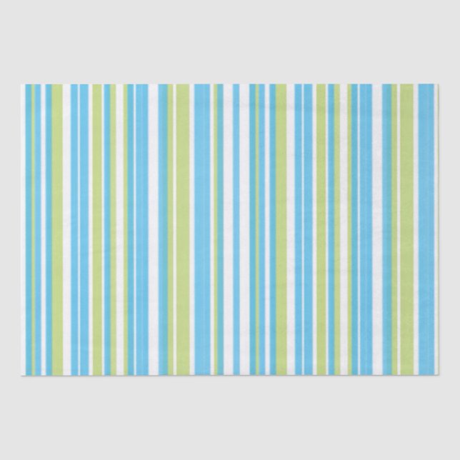Blue and Lime Green Striped  Tissue Paper Seidenpapier (Vorderseite)