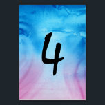 Blue and Magenta Wedding Watercolor Tischnummern<br><div class="desc">Blau und magenta Hochzeit Aquarell Tischnummern für Ihre besondere Veranstaltung! Diese individuelle Tischnummer-Kartenvorlage, die in der Kollektion für einzigartige Hochzeitskonzepte zum Thema Feuer und Eis gefunden wurde, ist leicht zu personalisieren und ergänzt sie wunderbar mit diesem Farbschema. Jede Seite der Karte verfügt über eine große, fette schwarze Nummer, die Ihnen...</div>